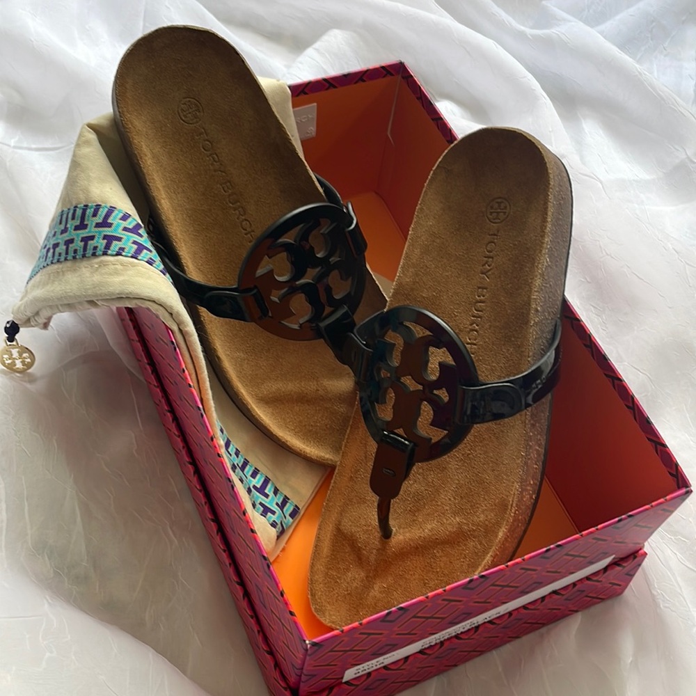 NIB Tory Burch Miller Cloud Patent Leather/Cork, with dust bag